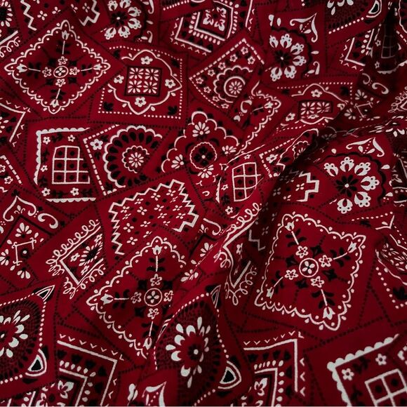 HANDMADE Red White Bandanna Fabric Dress Retro Sleeveless Button Back Closure - Picture 4 of 7